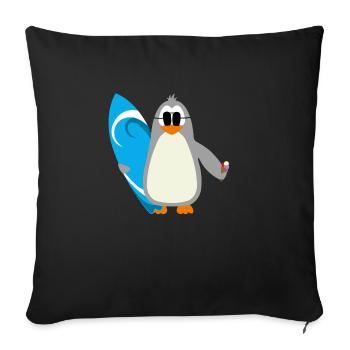 Idée cadeau de crème glacée de pingouin surfer sunglasses - Housse de coussin décorative 45 x 45 cm - noir - Devant