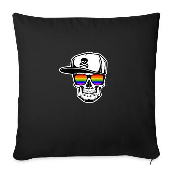Gay Skull LGBT Gay Pride Arc de mort - Housse de coussin décorative 45 x 45 cm - noir - Devant