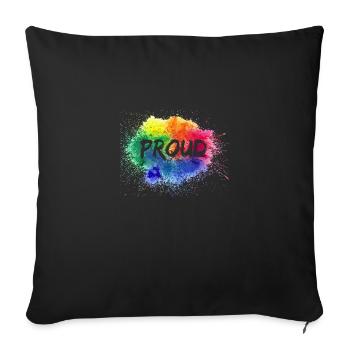 PROUD Color Splash LGBT Gay Pride Arc-en-ciel - Housse de coussin décorative 45 x 45 cm - noir - Devant