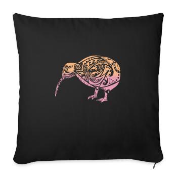 Maori Kiwi Bird Orange Pink - Gift Idea - Sofa pillowcase 17,3'' x 17,3'' (45 x 45 cm) - black - Front