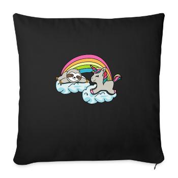 Unicorns sloth lover poison giftidea - Sofa pillowcase 17,3'' x 17,3'' (45 x 45 cm) - black - Front