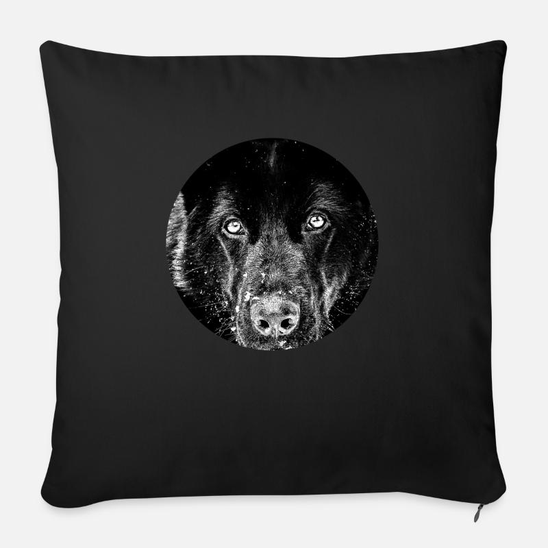 Schwarzer Schäferhund - Sofakissenbezug 45 x 45 cm - Schwarz
