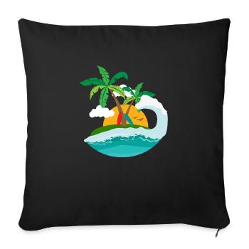 Surfing - Sunset beach palm and wave - Sofa pillowcase 17,3'' x 17,3'' (45 x 45 cm) - black - Front