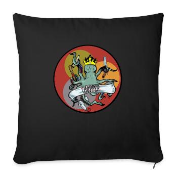 Poulpe Poulpe avec couronne et hachoir - Housse de coussin décorative 45 x 45 cm - noir - Devant