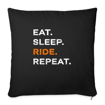 Eat Sleep Ride Repeat cheval Poney Equitation Cadeau - Housse de coussin décorative 45 x 45 cm - noir - Devant