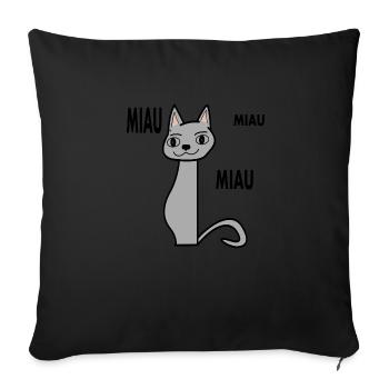 meowing gray cat with light brown ears - Sofa pillowcase 17,3'' x 17,3'' (45 x 45 cm) - black - Front