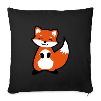 Niedlicher Fuchs Tierkind / Cute fox animal child - Sofakissenbezug 45 x 45 cm - Schwarz - Vorne