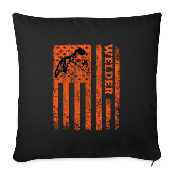 American Flag Welding Welder Construction - Sofa pillowcase 17,3'' x 17,3'' (45 x 45 cm) - black - Front