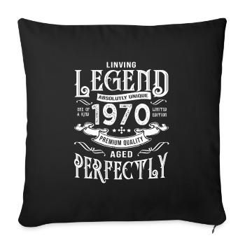 1970 anniversaire vintage né en 1970 - Housse de coussin décorative 45 x 45 cm - noir - Devant