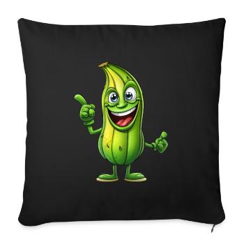 Green Alien Cucumber Man: Cosmic Snack - Sofa pillowcase 17,3'' x 17,3'' (45 x 45 cm) - black - Front