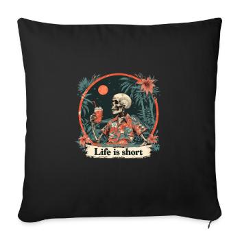 Skeleton on the beach under palm trees on vacation - Sofa pillowcase 17,3'' x 17,3'' (45 x 45 cm) - black - Front