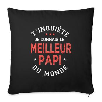 papi cadeau meilleur papi du monde grand père - Housse de coussin décorative 45 x 45 cm - noir - Devant