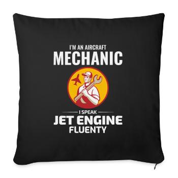 Mécanicien d’aéronefs Technicien d’entretien aéronautique - Housse de coussin décorative 45 x 45 cm - noir - Devant