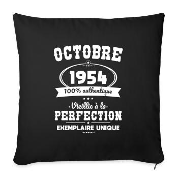 70-jähriges Jubiläum - Oktober 1954 Perfektion - Sofakissenbezug 45 x 45 cm - Schwarz - Vorne
