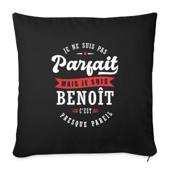Benoît Parfait Cadeau prenom benoît - Housse de coussin décorative 45 x 45 cm - noir - Devant