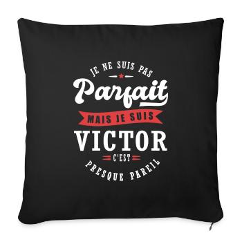 Victor Parfait Cadeau prenom victor - Housse de coussin décorative 45 x 45 cm - noir - Devant