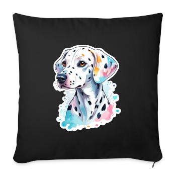 Aquarelles dalmates - Housse de coussin décorative 45 x 45 cm - noir - Devant