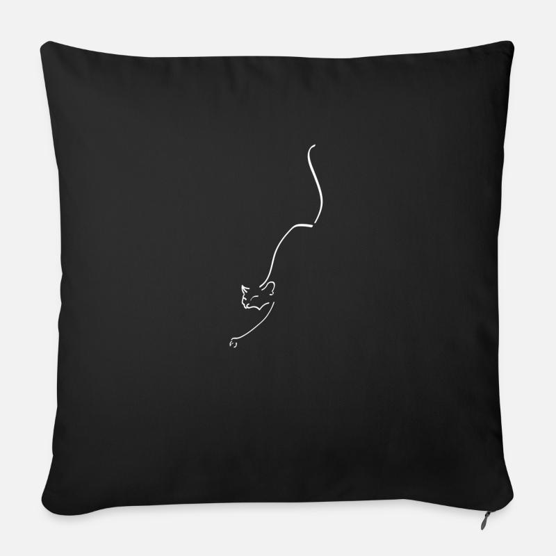 Cat One Line White - Cat Oneline White - Sofa pillowcase 17,3'' x 17,3'' (45 x 45 cm) - black