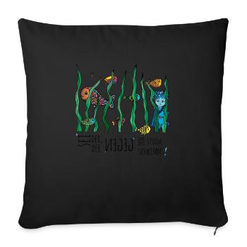 Udus with the fish in the water - Sofa pillowcase 17,3'' x 17,3'' (45 x 45 cm) - black - Front