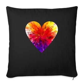 Special colorful heart - Sofa pillowcase 17,3'' x 17,3'' (45 x 45 cm) - black - Front
