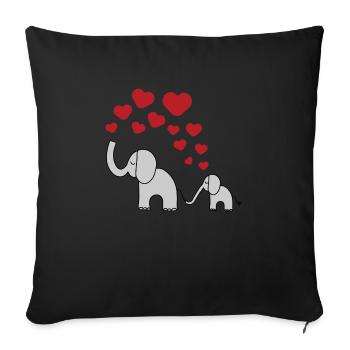 elephant mother child baby cute baby heart - Sofa pillowcase 17,3'' x 17,3'' (45 x 45 cm) - black - Front
