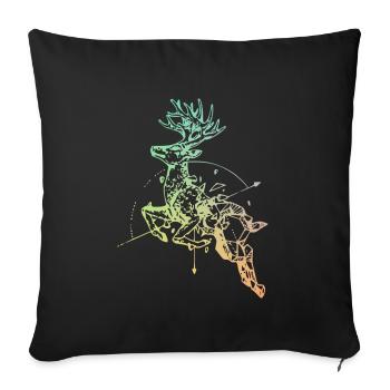 Cerf avec boussole - Housse de coussin décorative 45 x 45 cm - noir - Devant