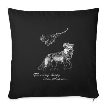 Loup et Corbeau - Housse de coussin décorative 45 x 45 cm - noir - Devant
