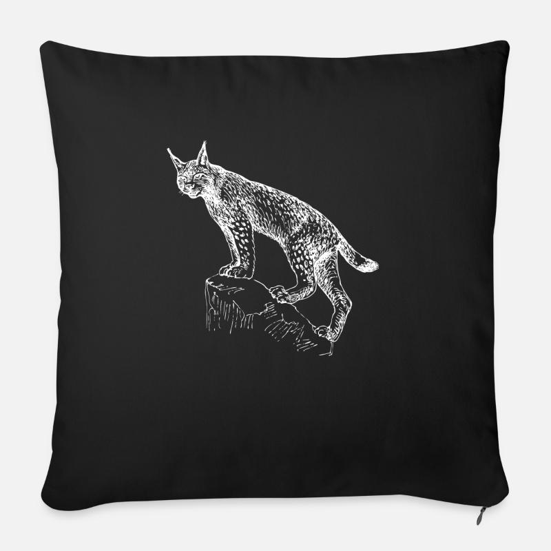 Luchs handgezeichnet - Sofakissenbezug 45 x 45 cm - Schwarz