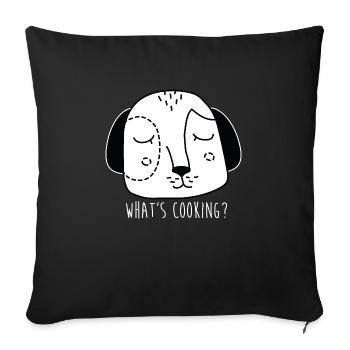 Visage de chien de dessin animé avec dire - Housse de coussin décorative 45 x 45 cm - noir - Devant