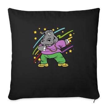 Dabbing Dab Hippopotamus Hippo Disco Party - Housse de coussin décorative 45 x 45 cm - noir - Devant