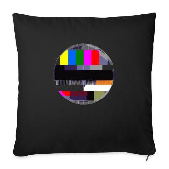 Testimage TV 90's 80's Television Idée cadeau rétro - Housse de coussin décorative 45 x 45 cm - noir - Devant