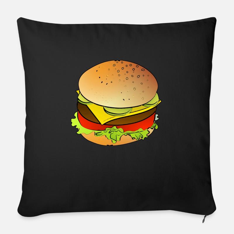 Lustiges Burger Shirt - Sofakissenbezug 45 x 45 cm - Schwarz
