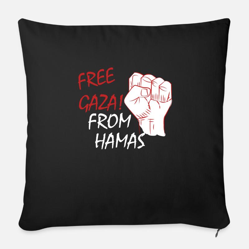 Libérez Gaza de la Palestine libre du Hamas - Housse de coussin décorative 45 x 45 cm - noir