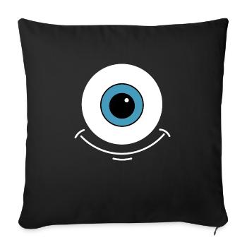 Monster Eye Smiley Comic Blanc - Housse de coussin décorative 45 x 45 cm - noir - Devant