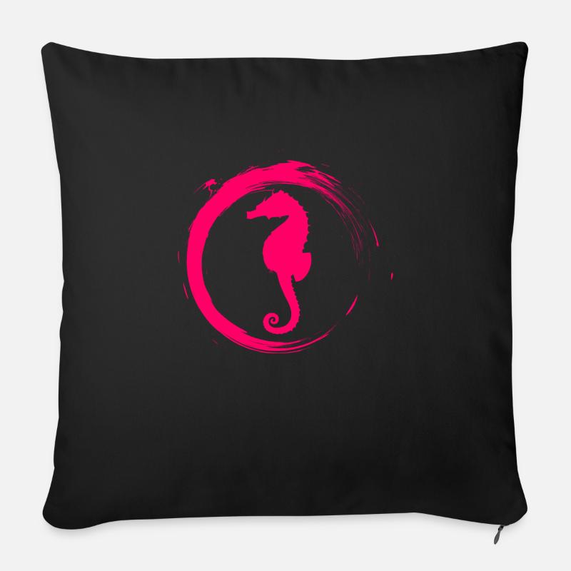 hippocampe - Housse de coussin décorative 45 x 45 cm - noir