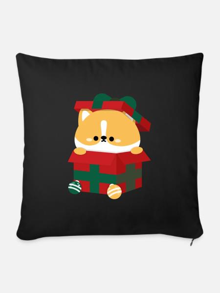 Corgi Weihnachtsgeschenk - Sofakissenbezug 45 x 45 cm - Schwarz