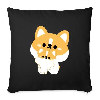 Corgi Couple - Housse de coussin décorative 45 x 45 cm - noir - Devant