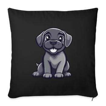 Mastiff Hund Niedlich - Sofakissenbezug 45 x 45 cm - Schwarz - Vorne