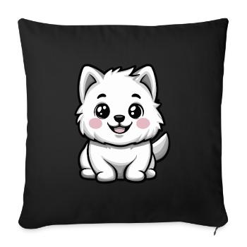 Chien Samoyède Mignon - Housse de coussin décorative 45 x 45 cm - noir - Devant