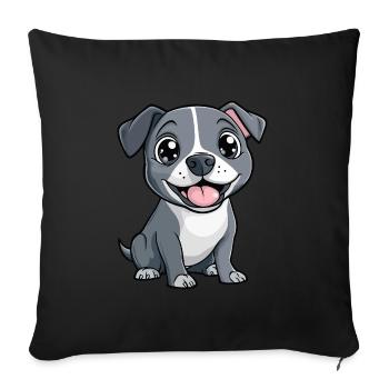 American Staffordshire Terrier Hund Niedlich - Sofakissenbezug 45 x 45 cm - Schwarz - Vorne