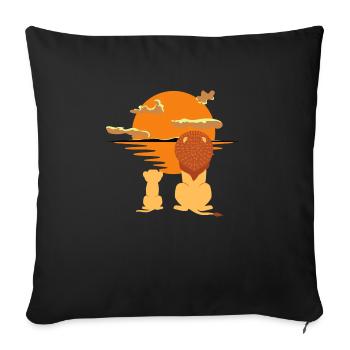 Lion Lion fête des pères père papa cadeau - Housse de coussin décorative 45 x 45 cm - noir - Devant