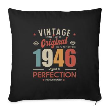 Jahrgang Original 1946 geboren am Geburtstag 76 Jahre - Sofakissenbezug 45 x 45 cm - Schwarz - Vorne