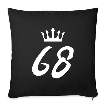 68 Zahl Krone - Sofakissenbezug 45 x 45 cm - Schwarz - Vorne