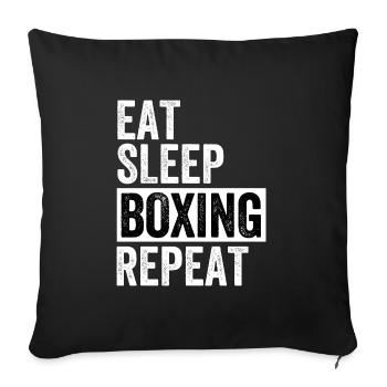 Eat Sleep Boxing Repeat - Sofa pillowcase 17,3'' x 17,3'' (45 x 45 cm) - black - Front