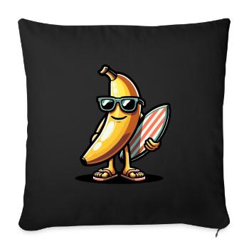 Surfer Banana - Sofa pillowcase 17,3'' x 17,3'' (45 x 45 cm) - black - Front