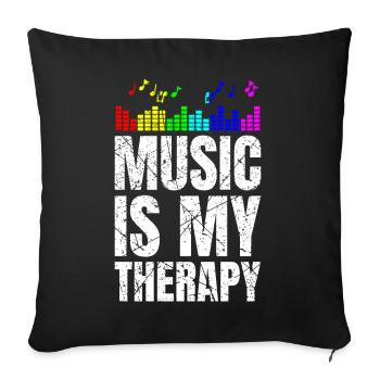 La musique est ma thérapie Musicien Mélomanes - Housse de coussin décorative 45 x 45 cm - noir - Devant