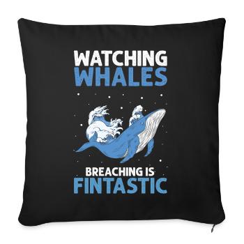 Wal-Design für Wale und Blauwale oder Belugawale - Sofakissenbezug 45 x 45 cm - Schwarz - Vorne