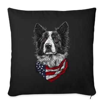 Border Collie - Sofakissenbezug 45 x 45 cm - Schwarz - Vorne