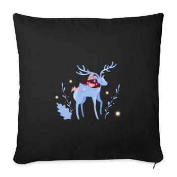 Enfant qui dort sur le cerf - Housse de coussin décorative 45 x 45 cm - noir - Devant