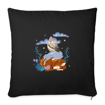 Animaux mignons dorment dans la forêt - Housse de coussin décorative 45 x 45 cm - noir - Devant